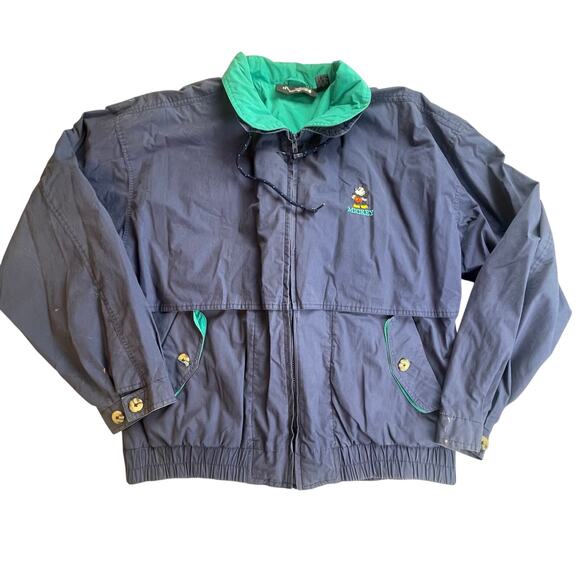 Vintage Disney Originals Jacket Embroidered Mickey Mouse Blue Green L Vented - Picture 1 of 10